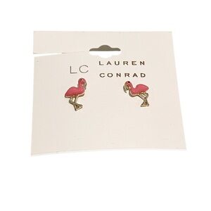 Lauren Conrad Pink Flamingo Stud Earrings Goldtone Women’s One Size